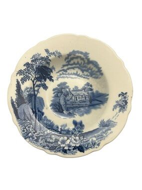 Vintage 2 blue and white transferware bowls in the Eden pattern, 8.5”